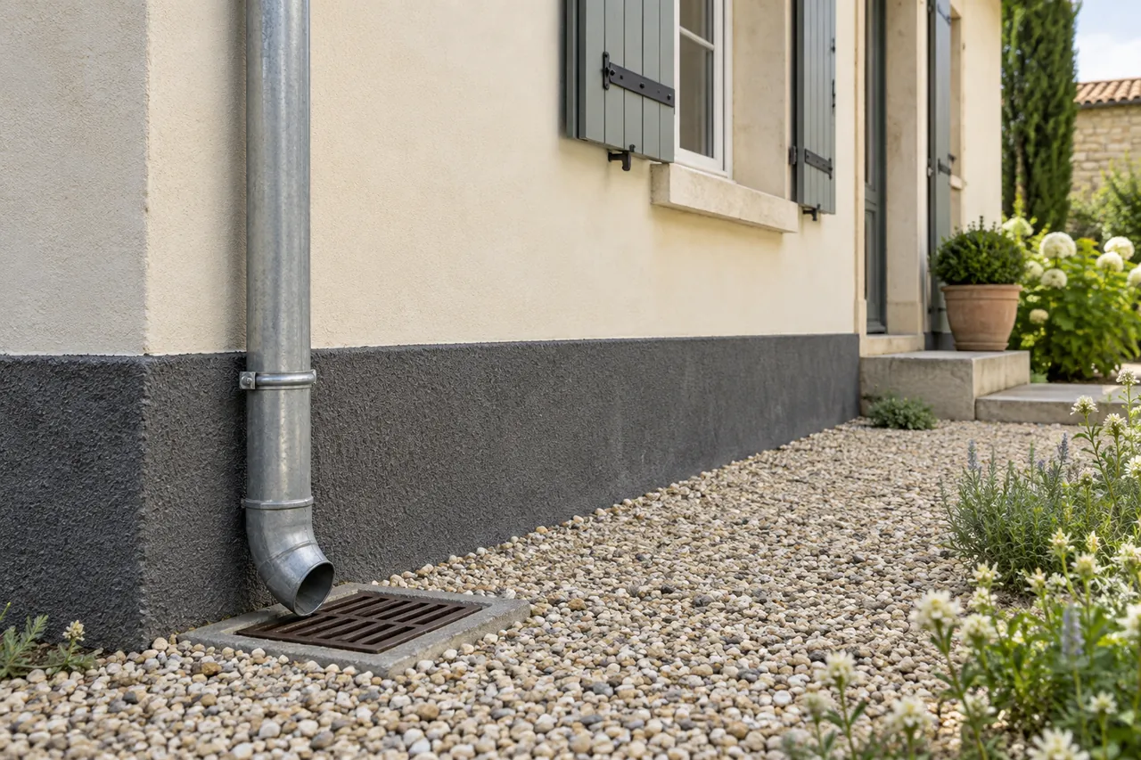 Raccord entre façade, pied de mur et abords